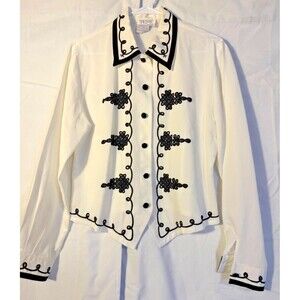 Tess Fancy Glam Women's Vintage Dress Shirt Embellshed Grannycore Medium 10